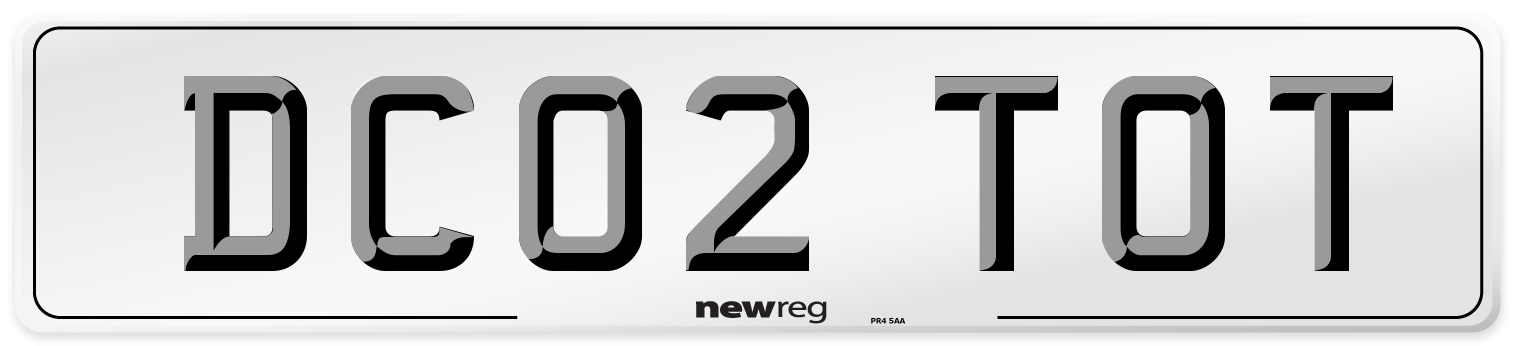 DC02 TOT Number Plate from New Reg